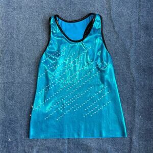 90s metallic rhinestone bling racerback club tank blue
